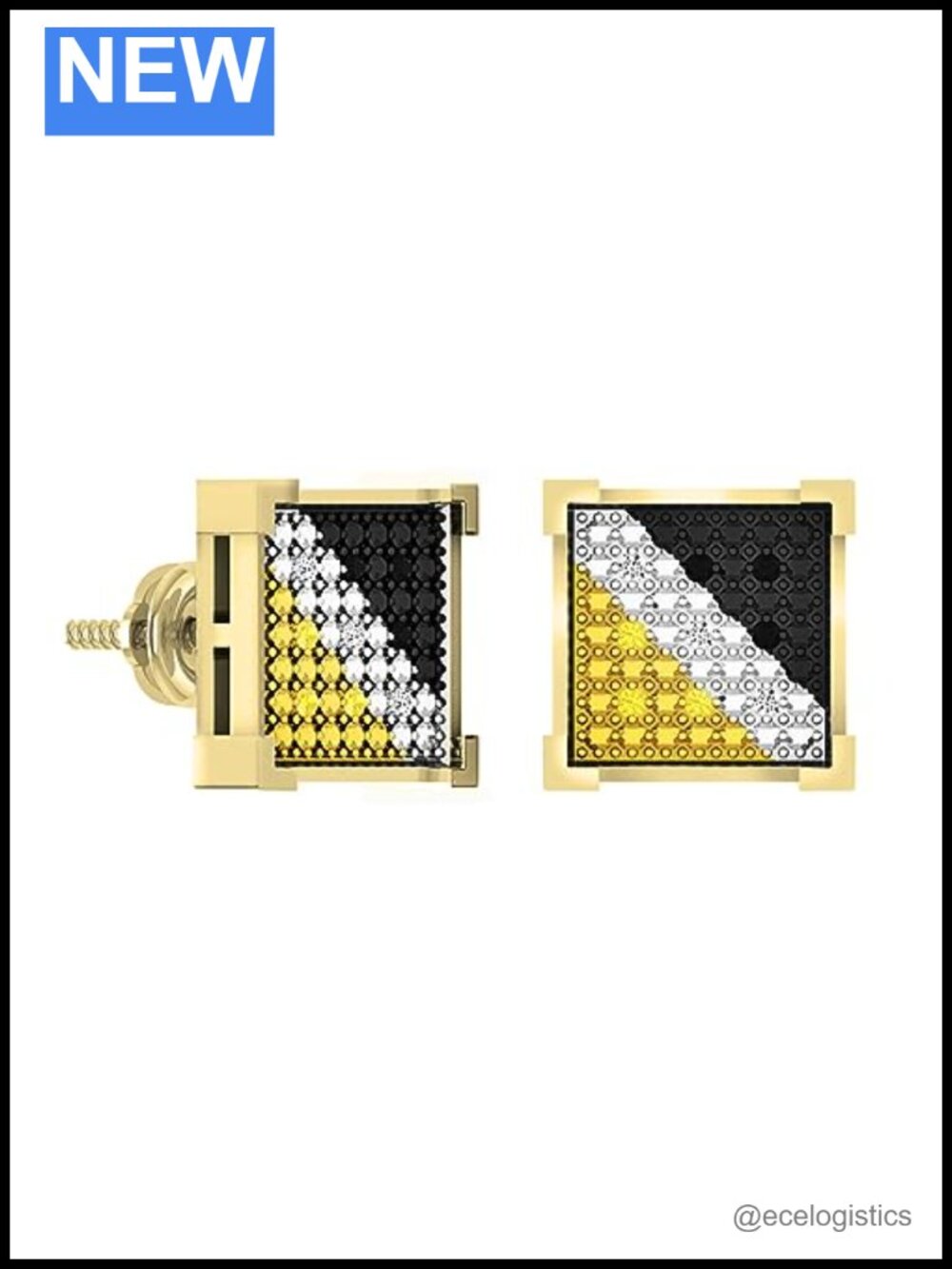 Dazzlingrock Collection 0.05 Ctw Diamond Square Hip Hop Stud Earrings Yellow